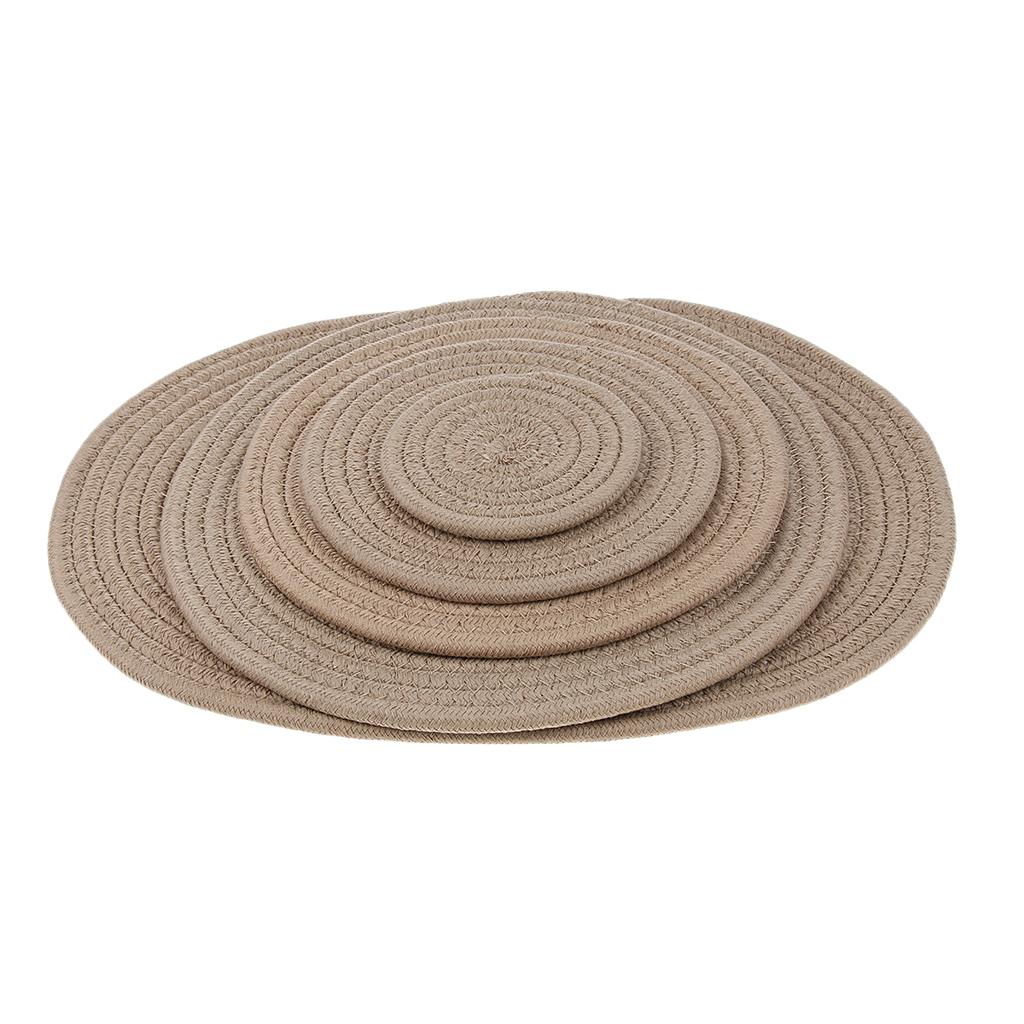 11cm Cotton Braided Round Table Placemat Heat Resistant Mat Beige