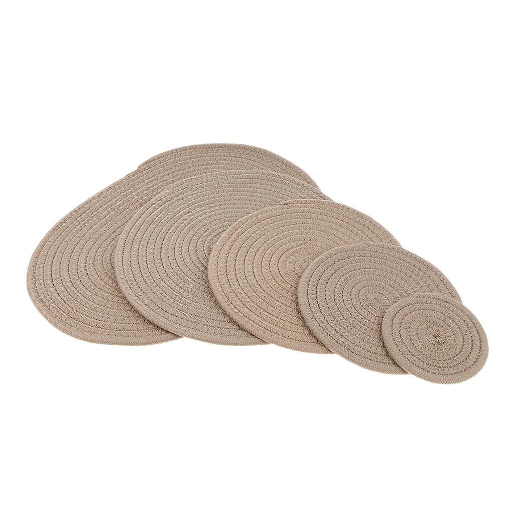 11cm Cotton Braided Round Table Placemat Heat Resistant Mat Beige