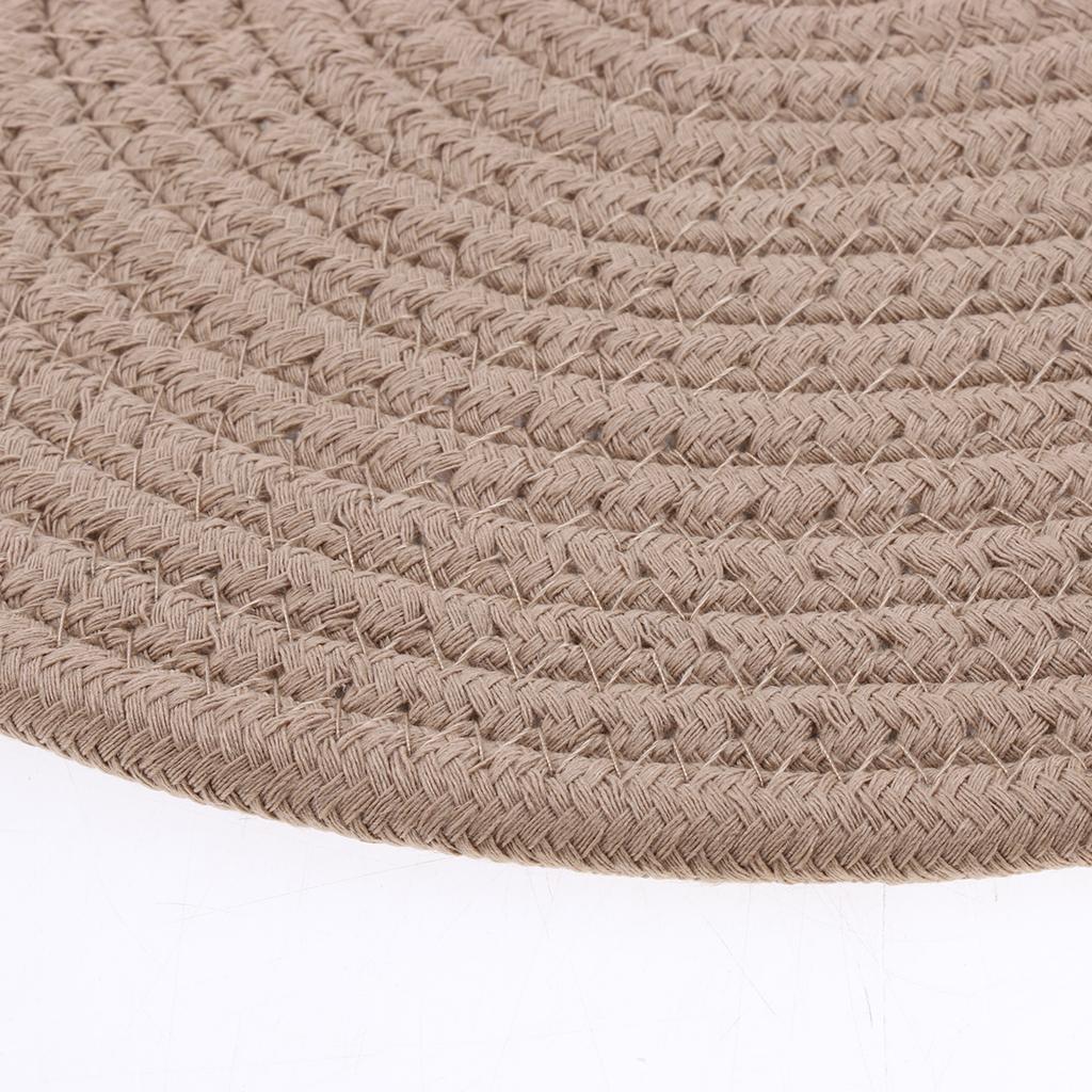 Oval Cotton Braided Table Placemats Non-Slip Coaster Table Mat Khaki 30x40cm