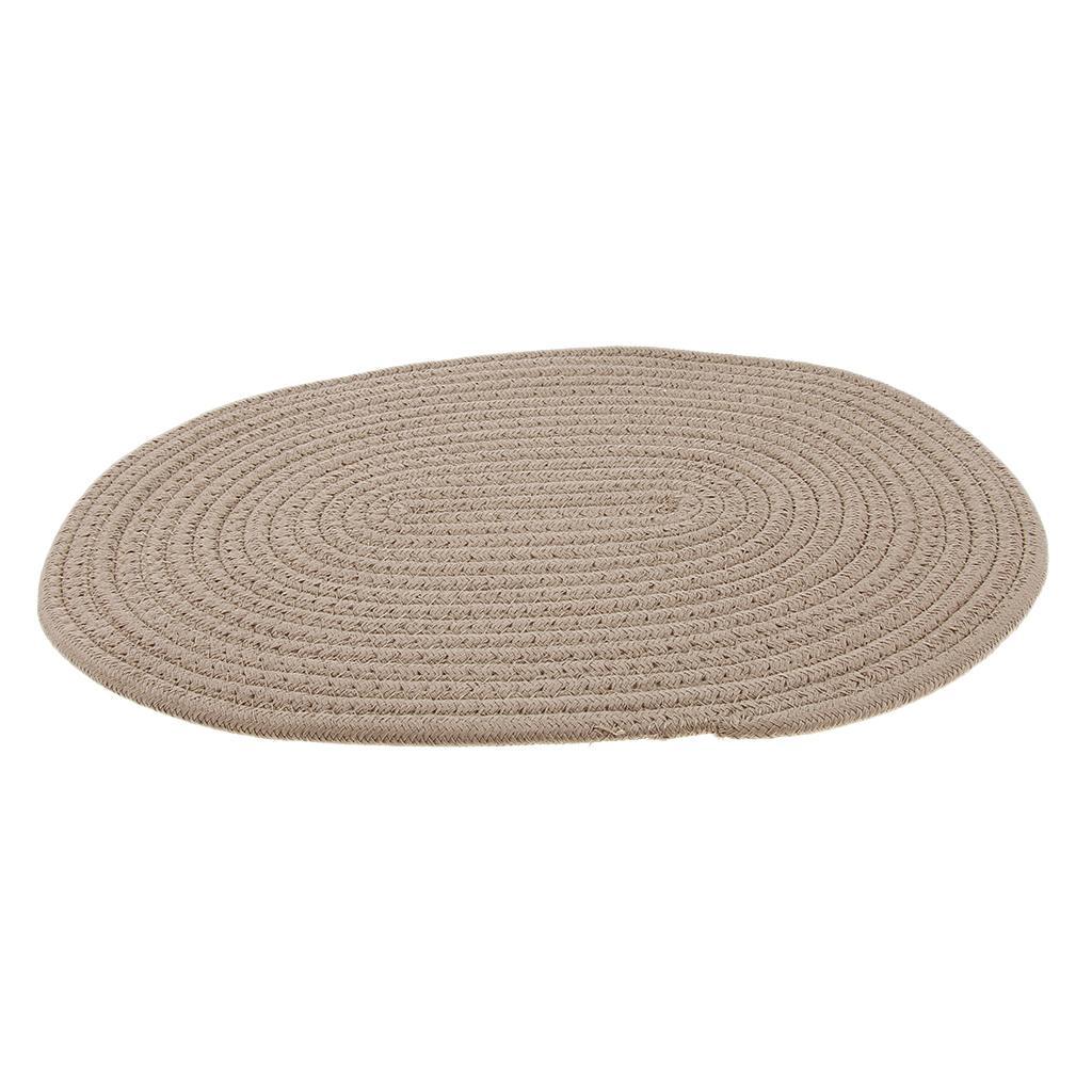 Oval Cotton Braided Table Placemats Non-Slip Coaster Table Mat Khaki 30x40cm