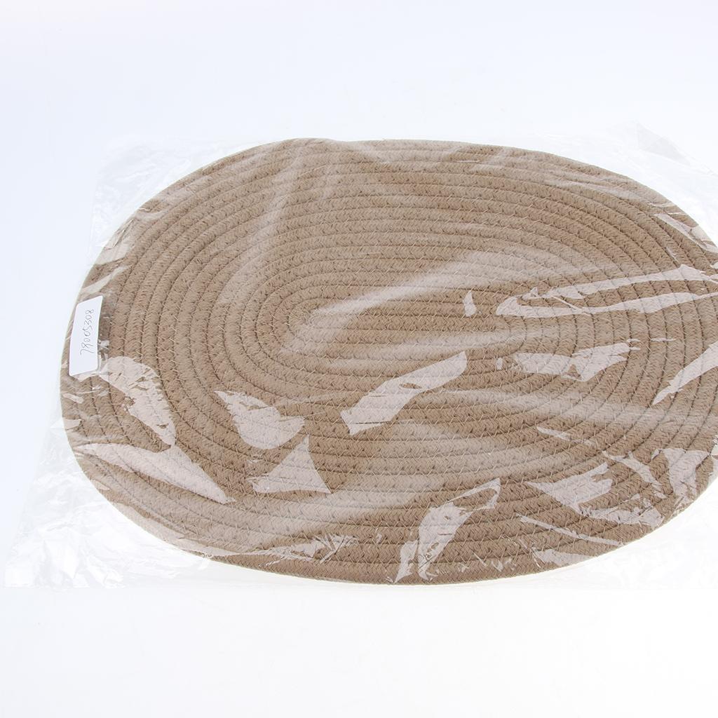 Oval Cotton Braided Table Placemats Non-Slip Coaster Table Mat Khaki 30x40cm