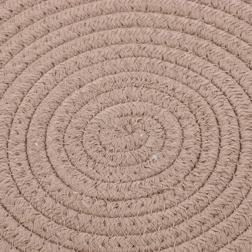 24cm Cotton Braided Round Table Placemat Thermal Insulation Mat Khaki