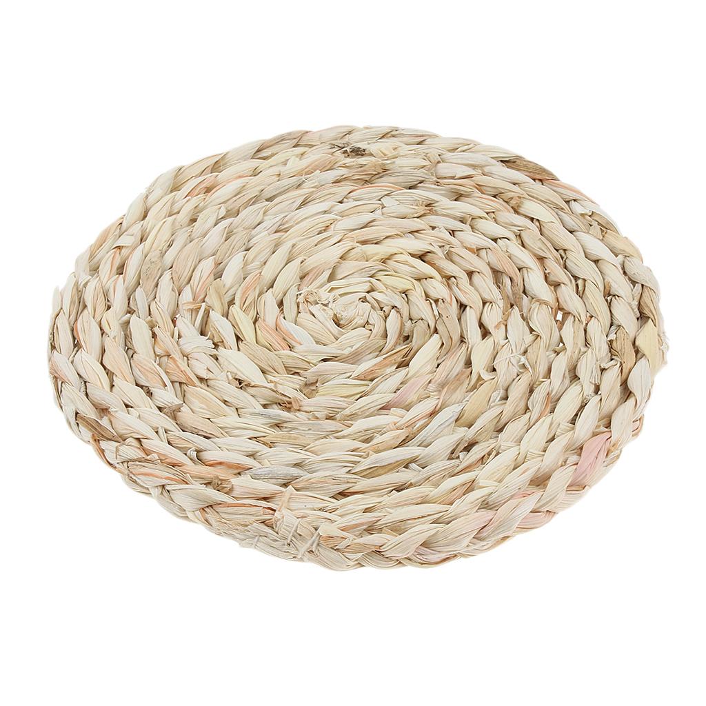 1Pcs Round Corn Peel Straw Weave Placemat Tablemat Dinner Mat Pad  18cm