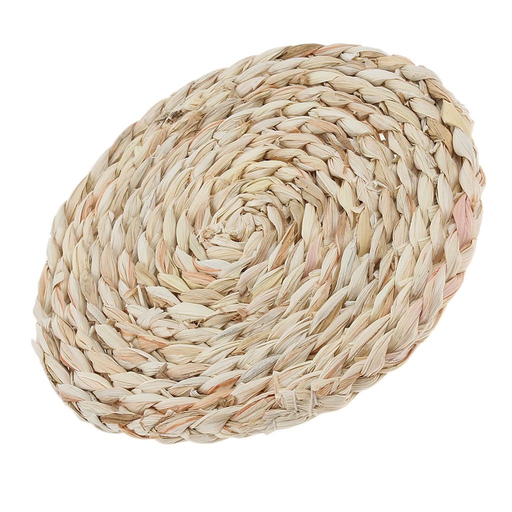 1Pcs Round Corn Peel Straw Weave Placemat Tablemat Dinner Mat Pad  18cm