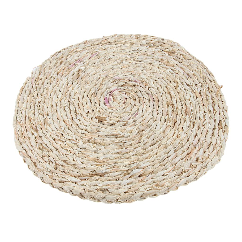 Round Corn Peel Straw Weave Placemat Tablemat Dinner Mat Pad Kitchen 35cm