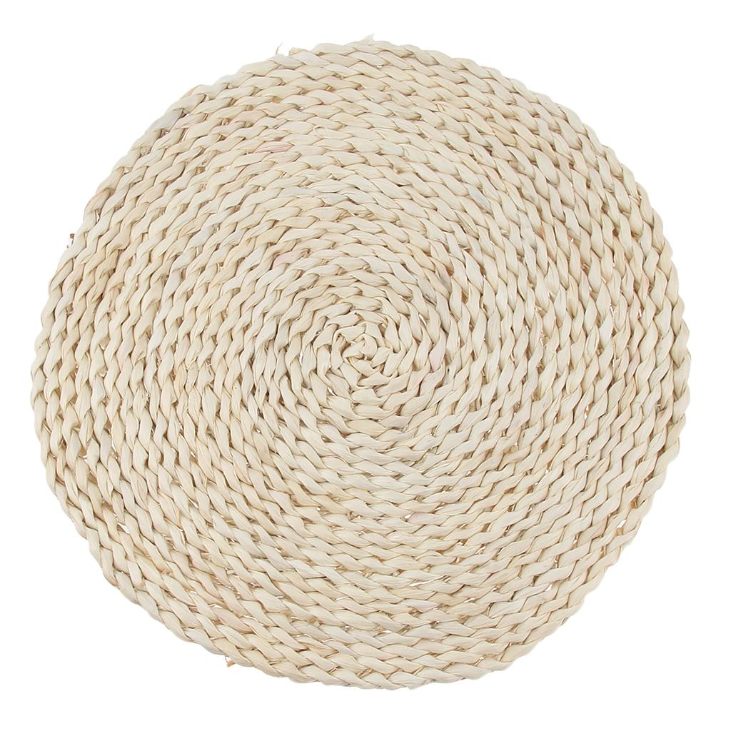 Round Corn Peel Straw Weave Placemat Tablemat Dinner Mat Pad Kitchen 35cm