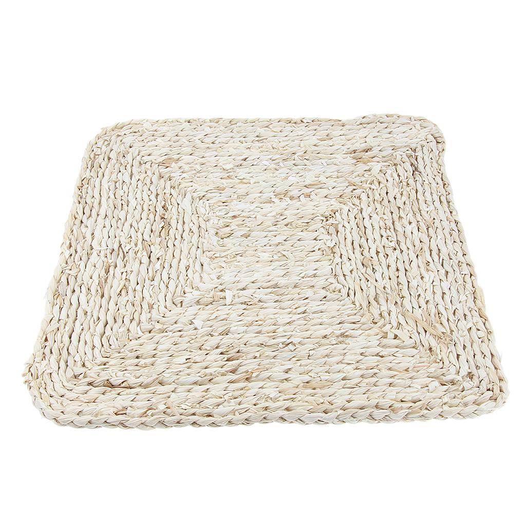 Corn Peel Straw Weave Square Table Placemat Handmade Table Mat 40x40cm