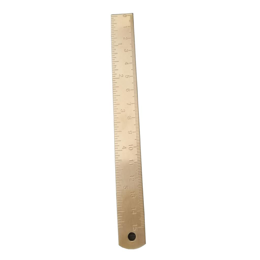 Vintage Brass Handy Straight Ruler Metal Copper Bookmark Dual Scales 6.5''