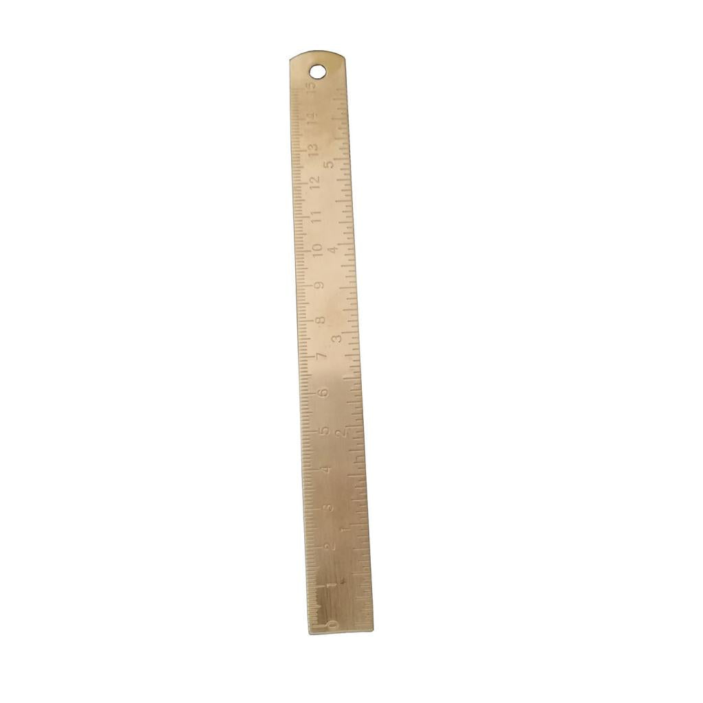 Vintage Brass Handy Straight Ruler Metal Copper Bookmark Dual Scales 6.5''