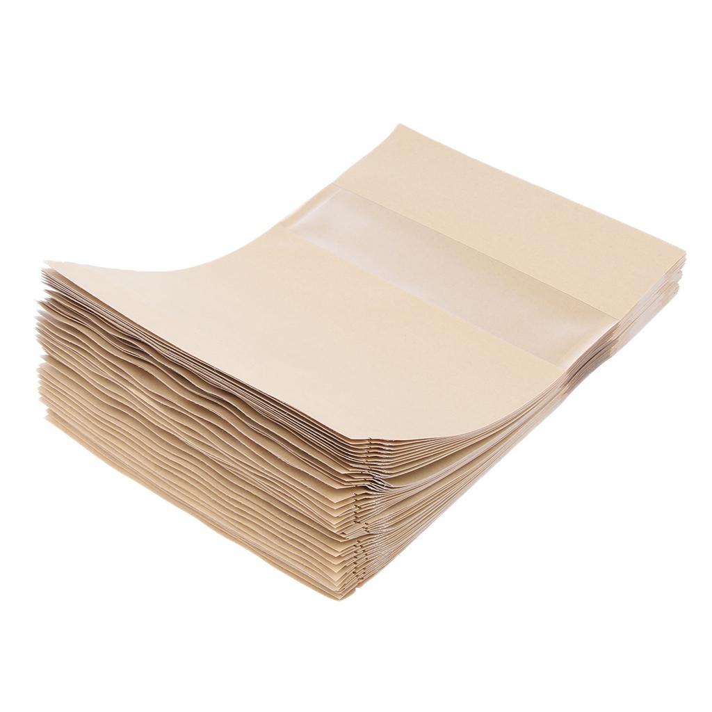 50x Kraft Paper Stand Up Bag Self Sealing Resealable Food Storage Pouch 20x30+5