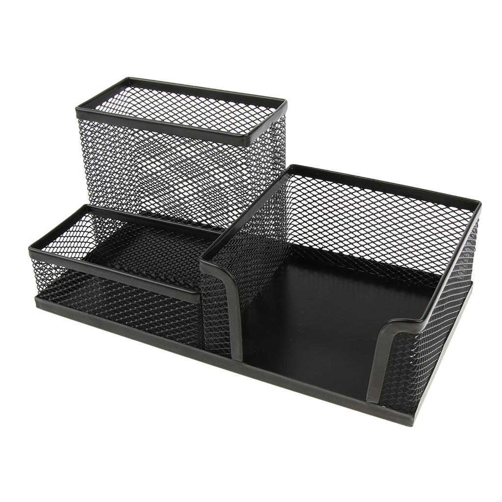 Office Mesh Desk Accessories Organizer Caddy Supplies Storage, 3-compartment