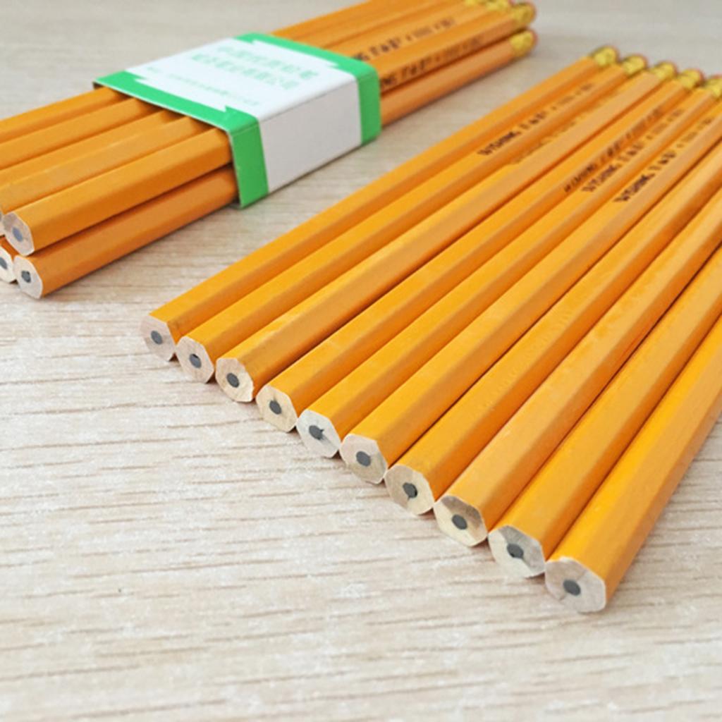 10 Pcs HB No.2 Woodcase Pencils Office School Break Resistant Yellow Barrel