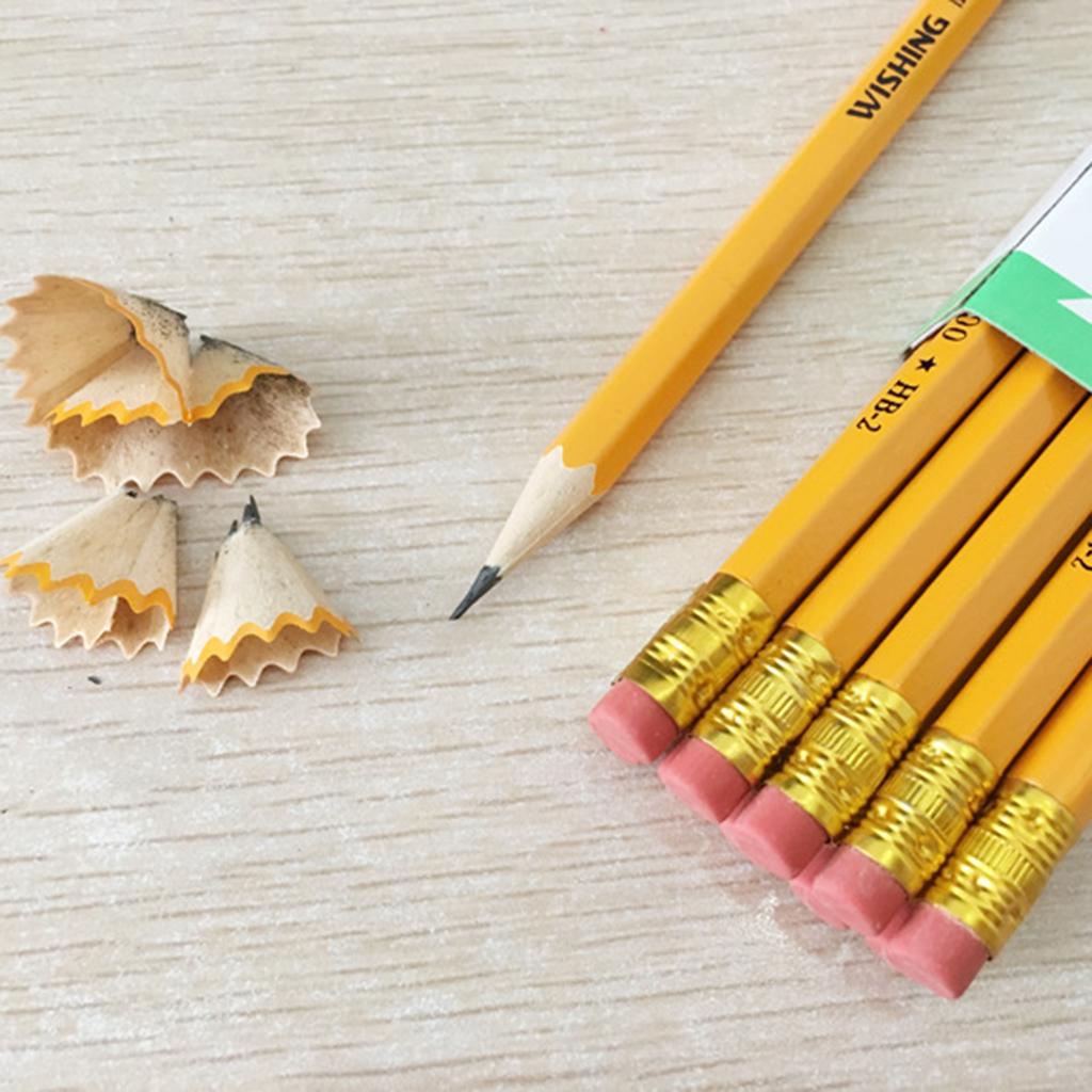 10 Pcs HB No.2 Woodcase Pencils Office School Break Resistant Yellow Barrel