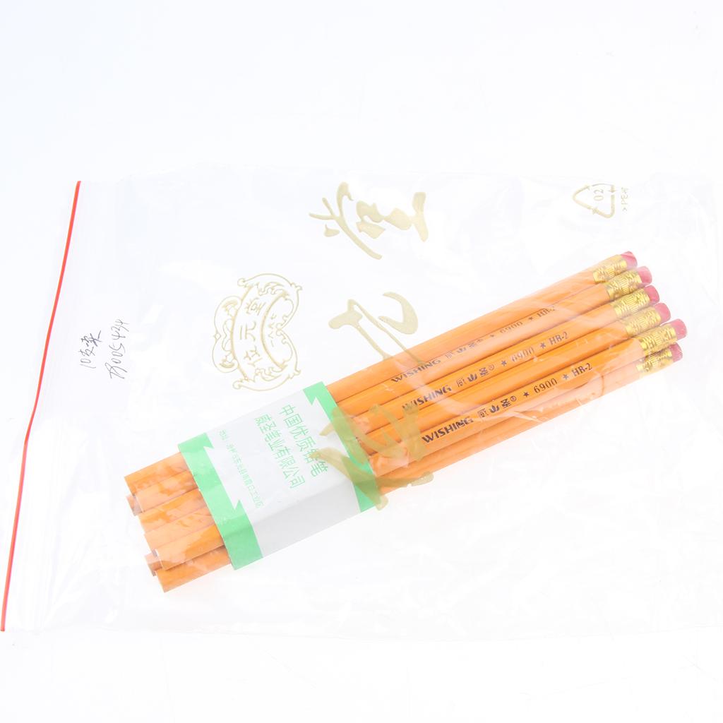 10 Pcs HB No.2 Woodcase Pencils Office School Break Resistant Yellow Barrel