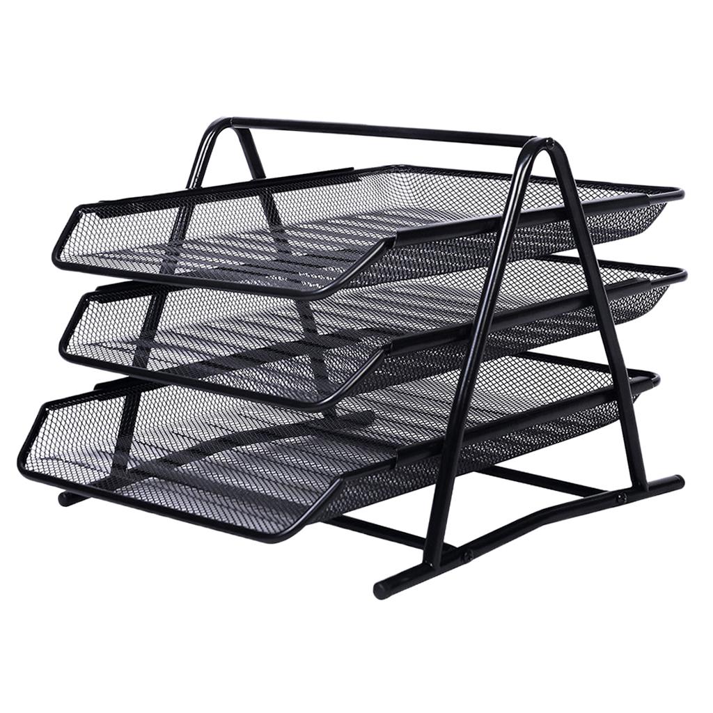 3 Tiers Wire Mesh File Trays Desk Organizer Paper Storage Document Organizer