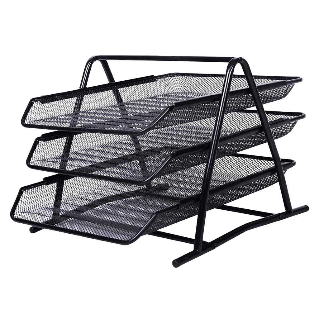 3 Tiers Wire Mesh File Trays Desk Organizer Paper Storage Document Organizer