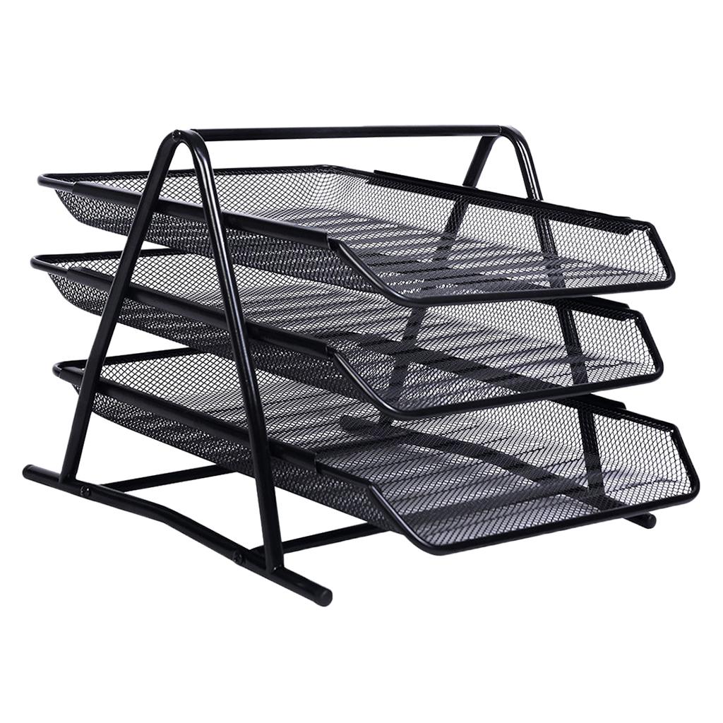 3 Tiers Wire Mesh File Trays Desk Organizer Paper Storage Document Organizer