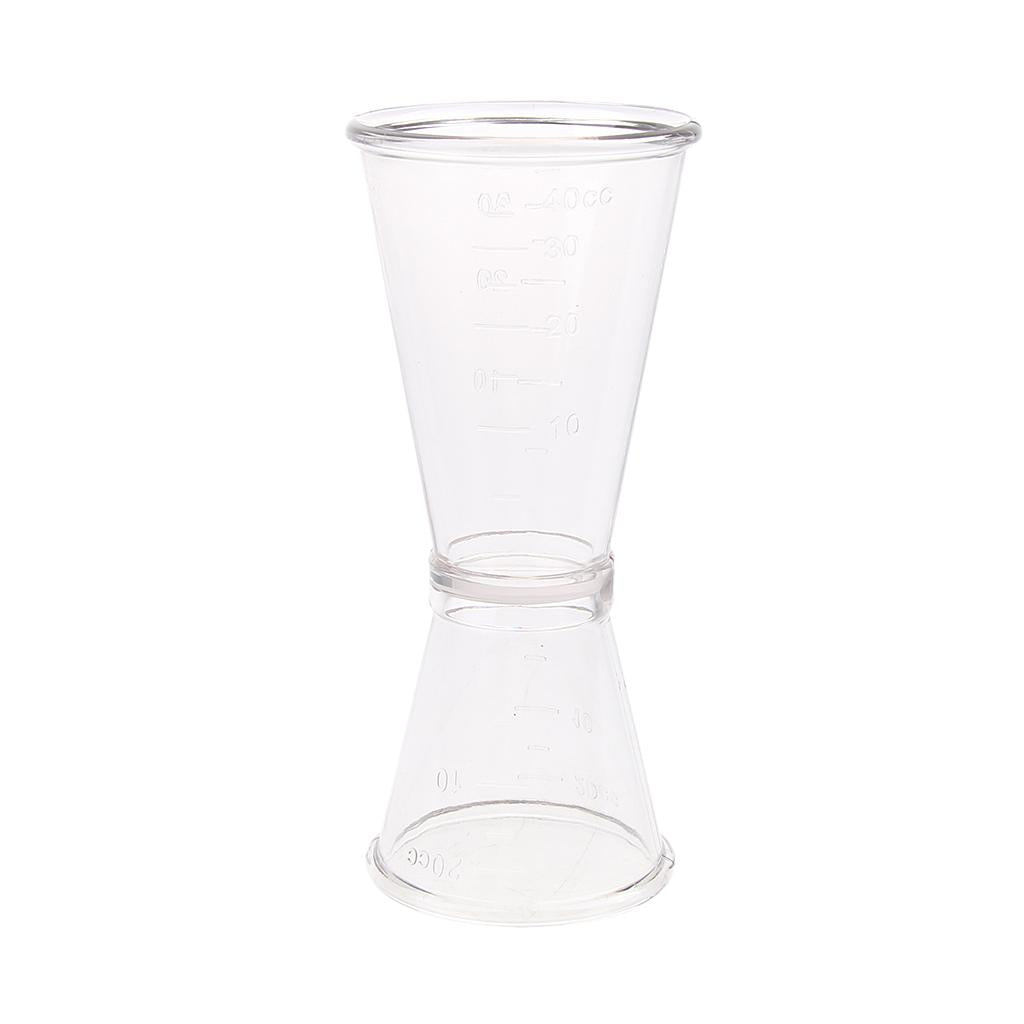 Clear Plastic Double Jigger Cocktail Wine Shot Drink Bartender Measuring Cup