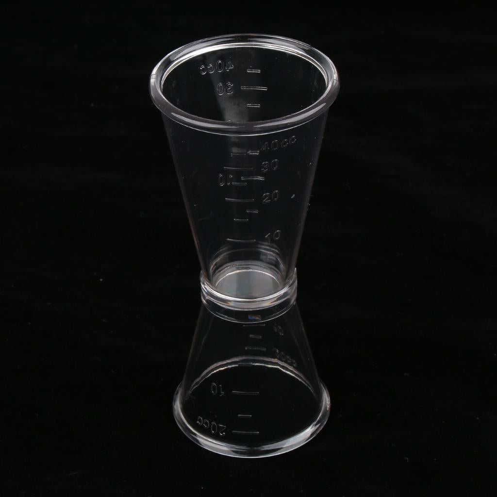 Clear Plastic Double Jigger Cocktail Wine Shot Drink Bartender Measuring Cup