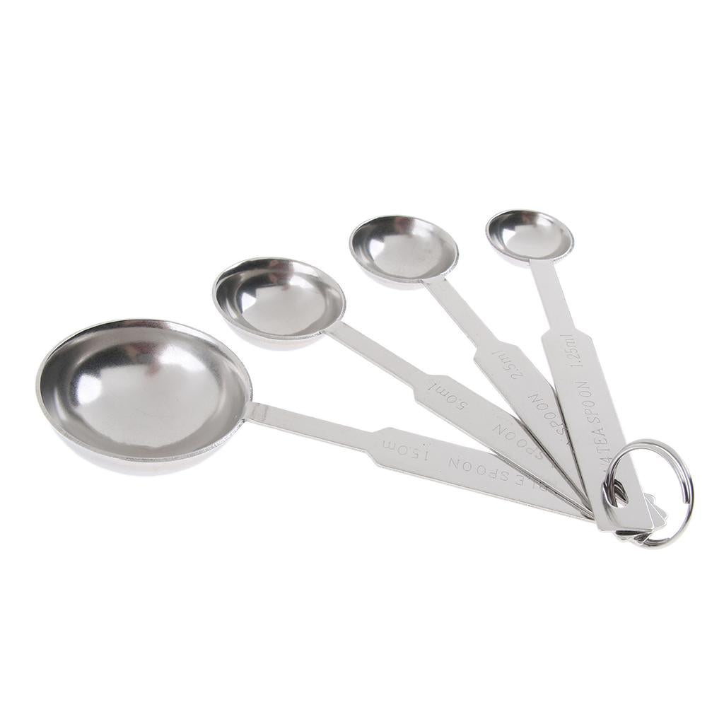 4pcs Stainless Steel Measuring Spoons Teaspoon Tablespoon Kitchen Tools 1/4 tsp, 1/2 tsp, 1 tsp, 1 Tbsp