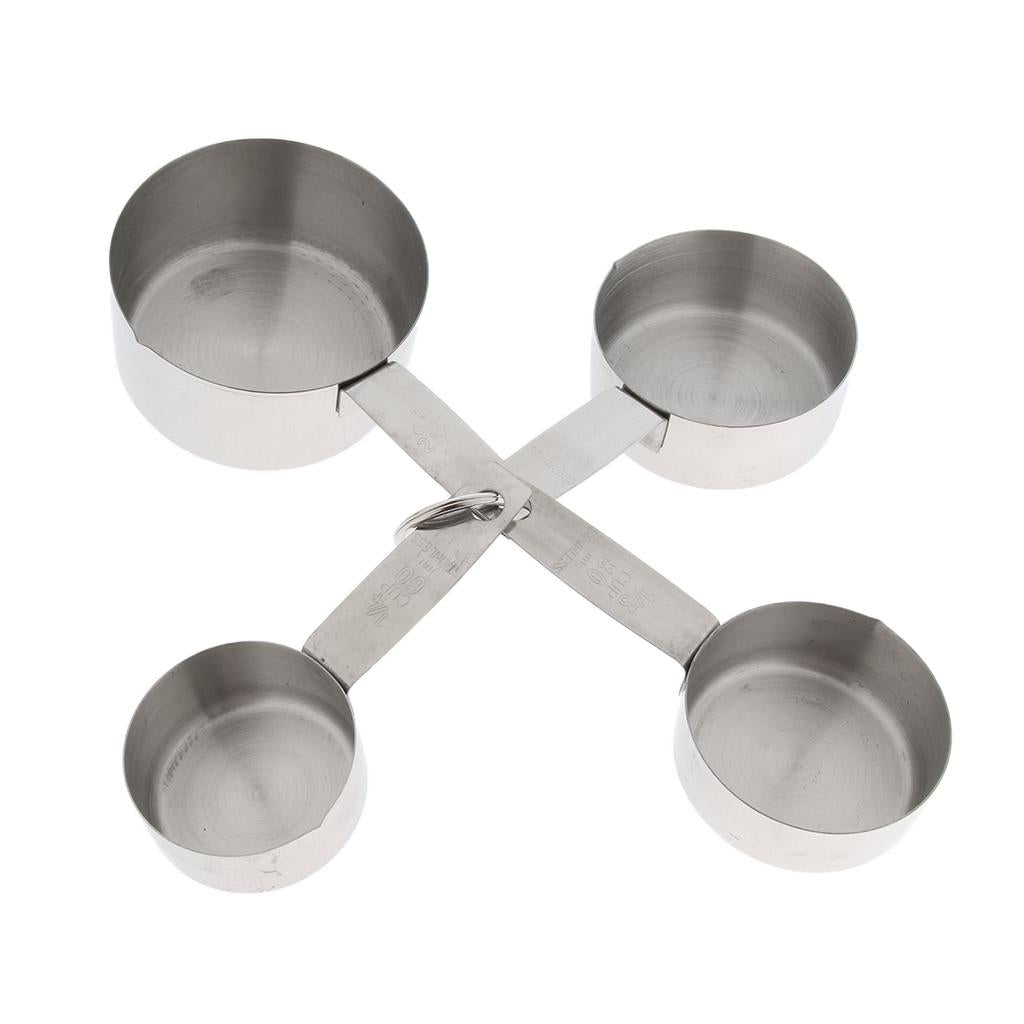 4 Pieces Kitchen Stainless Steel Measuring Cups (ml and cup)