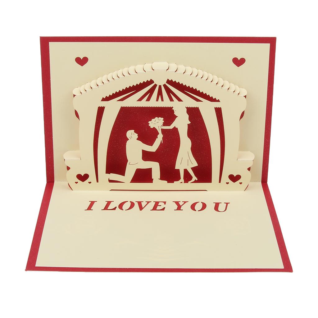 3D Pop Up Greeting Cards Wedding Birthday Valentine's Day Anniversary Nice A