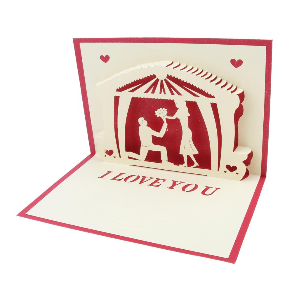 3D Pop Up Greeting Cards Wedding Birthday Valentine's Day Anniversary Nice A