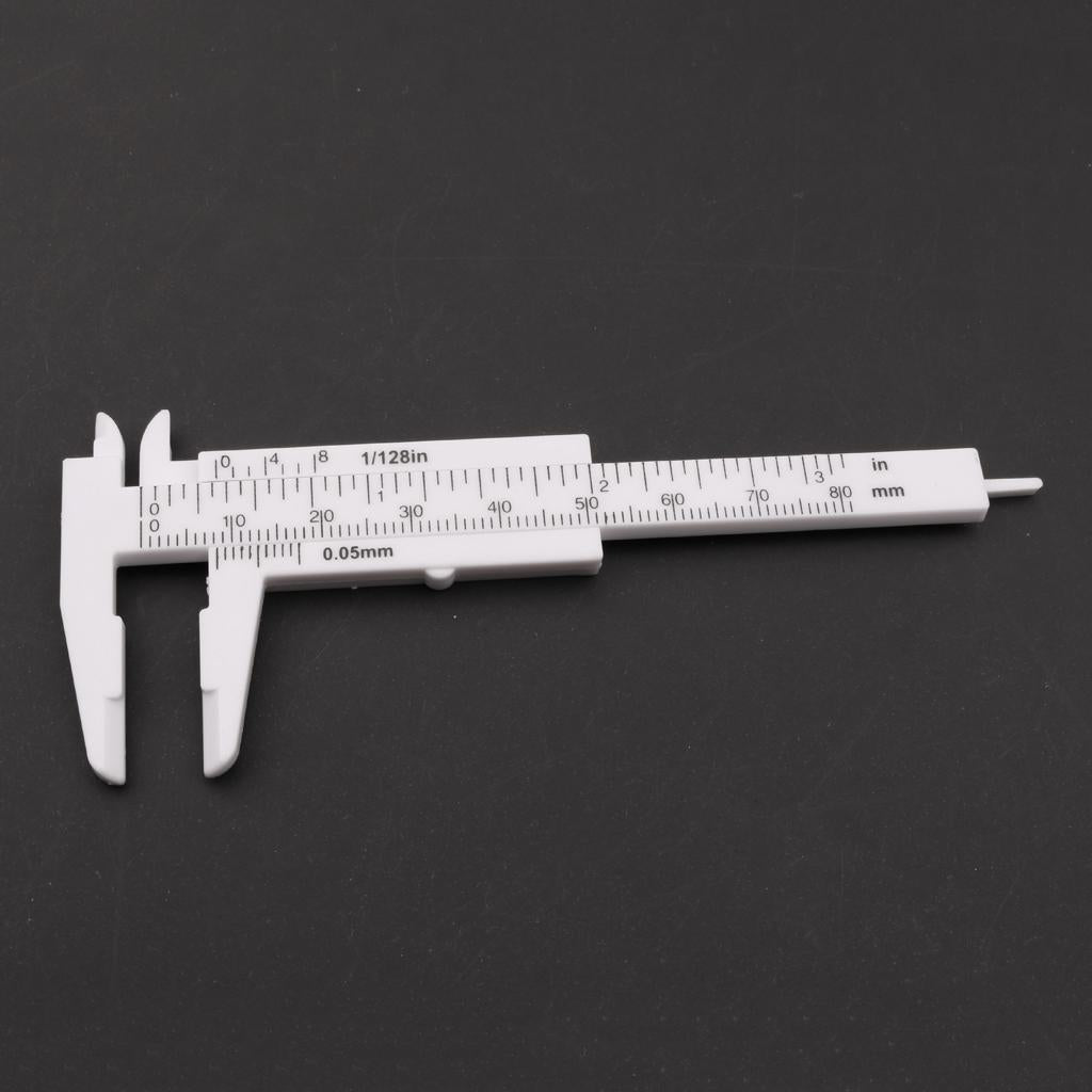 Plastic Vernier Scale Ruler Caliper Metric/ Imperial 0-80mm Reading Whtie