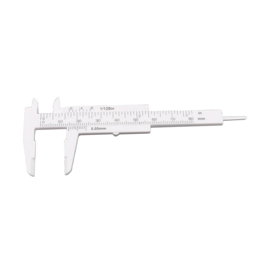 Plastic Vernier Scale Ruler Caliper Metric/ Imperial 0-80mm Reading Whtie