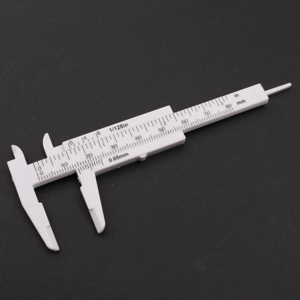 Plastic Vernier Scale Ruler Caliper Metric/ Imperial 0-80mm Reading Whtie