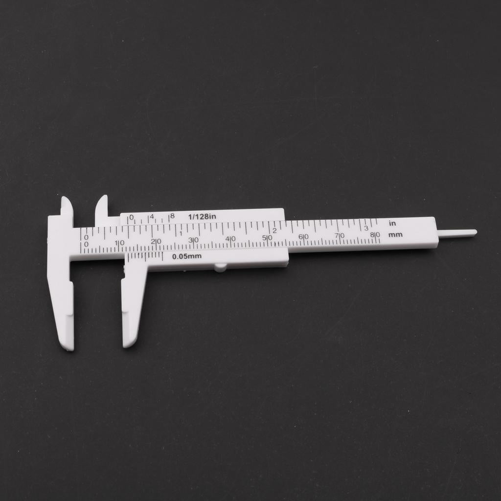 Plastic Vernier Scale Ruler Caliper Metric/ Imperial 0-80mm Reading Whtie