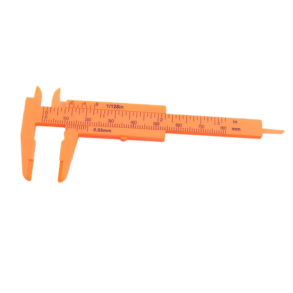 Plastic Vernier Scale Ruler Caliper Metric/ Imperial 0-80mm Reading Orange