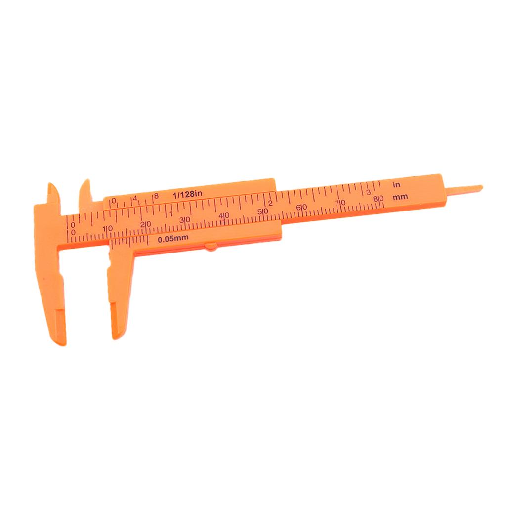 Plastic Vernier Scale Ruler Caliper Metric/ Imperial 0-80mm Reading Orange