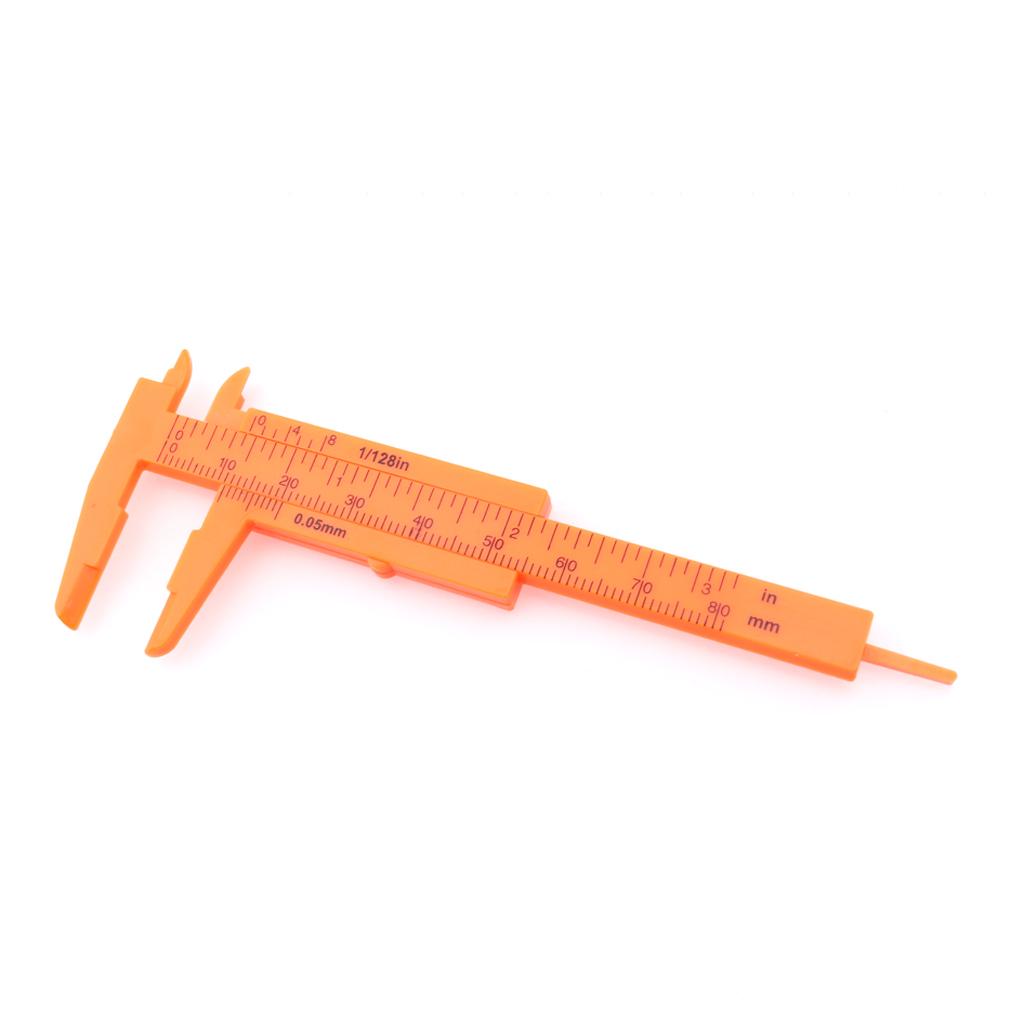 Plastic Vernier Scale Ruler Caliper Metric/ Imperial 0-80mm Reading Orange