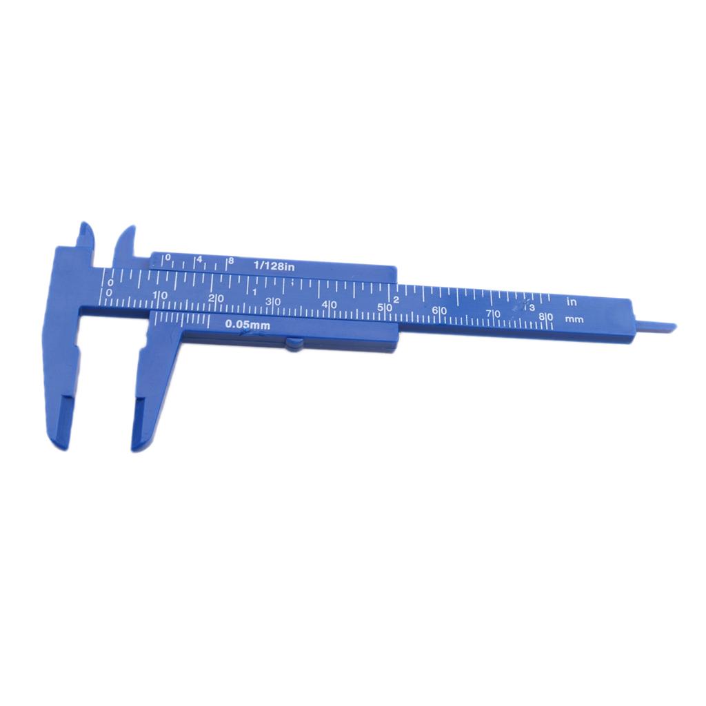 Plastic Vernier Scale Ruler Caliper Metric/ Imperial 0-80mm Reading Blue