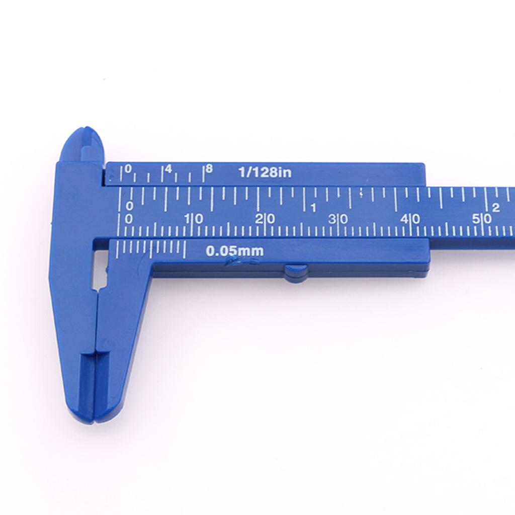 Plastic Vernier Scale Ruler Caliper Metric/ Imperial 0-80mm Reading Blue