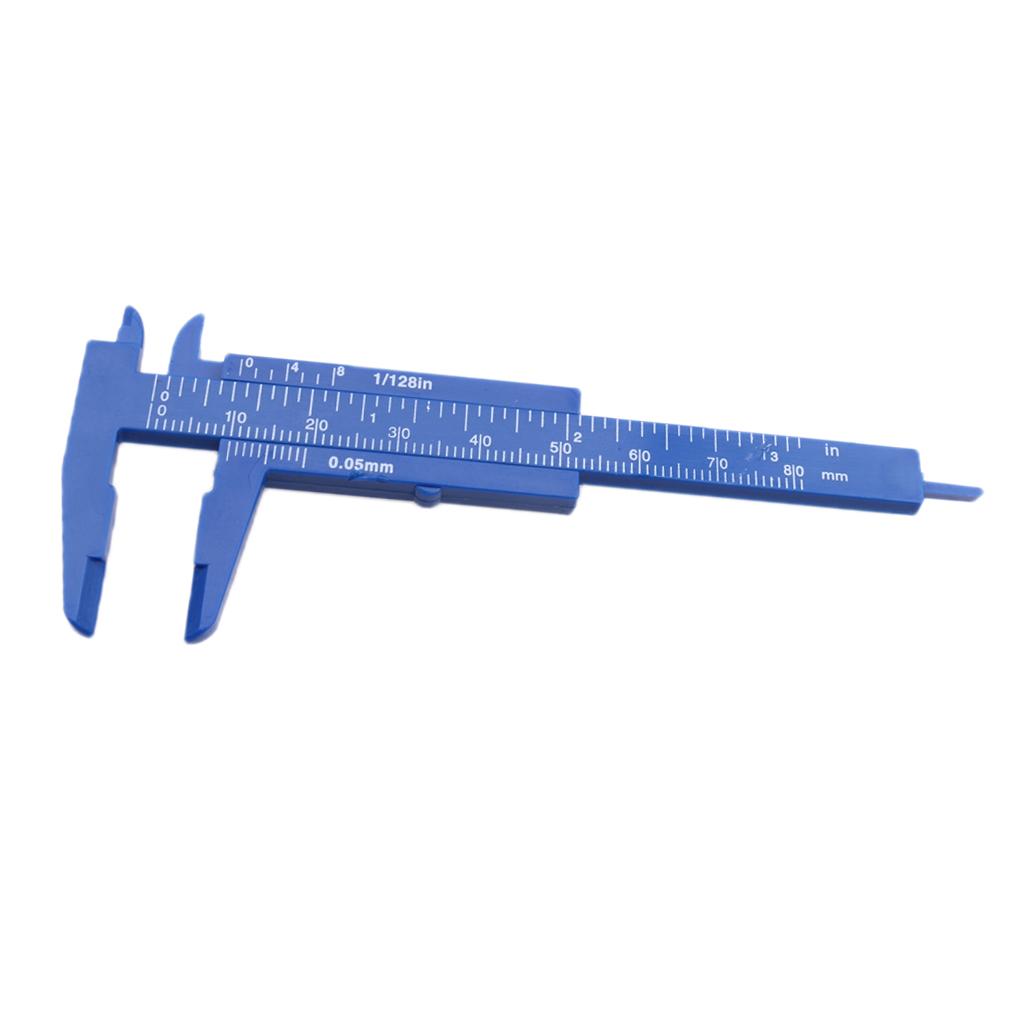 Plastic Vernier Scale Ruler Caliper Metric/ Imperial 0-80mm Reading Blue