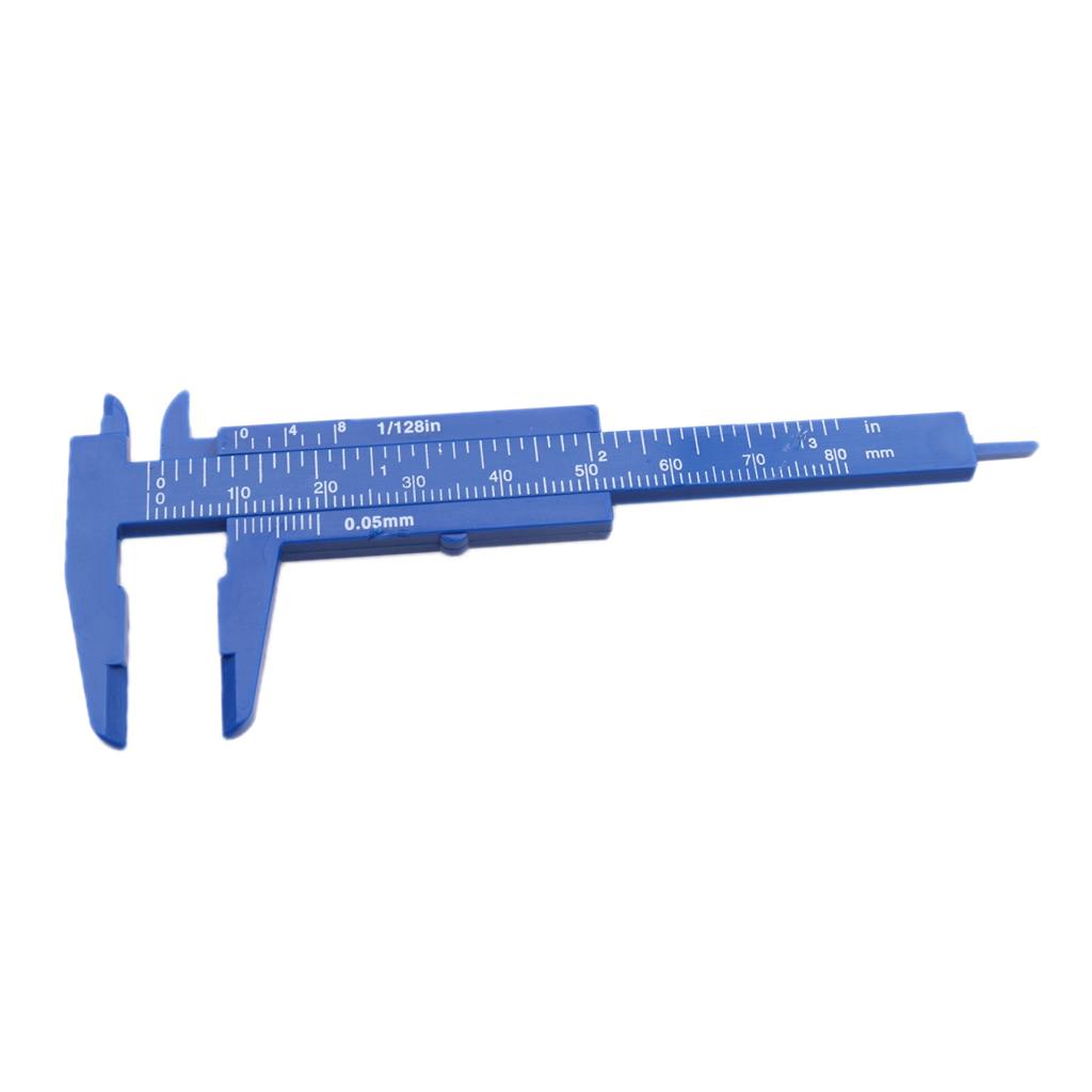 Plastic Vernier Scale Ruler Caliper Metric/ Imperial 0-80mm Reading Blue