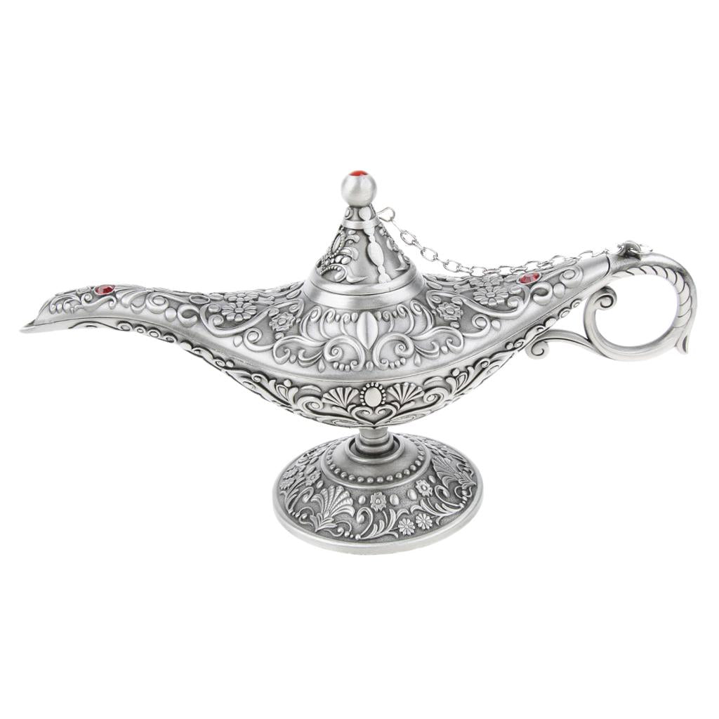 Aladdin Genie Light Lamp Jewelry Holder Home Decoration Gift Silver