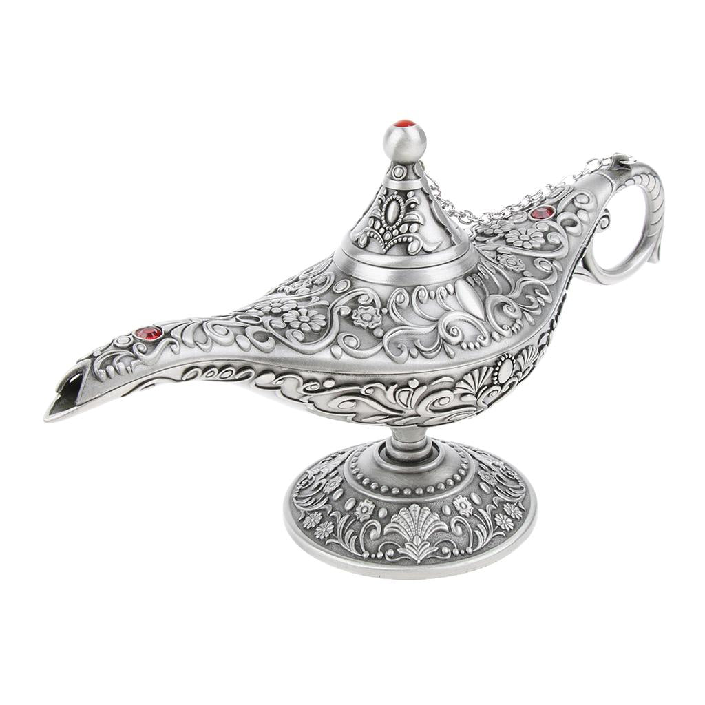 Aladdin Genie Light Lamp Jewelry Holder Home Decoration Gift Silver