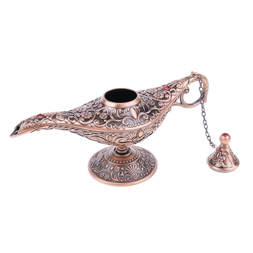 Aladdin Genie Light Lamp Jewelry Holder Home Decoration Gift Red Copper