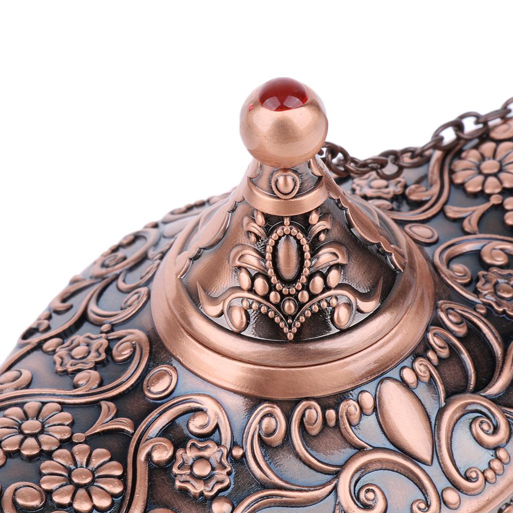 Aladdin Genie Light Lamp Jewelry Holder Home Decoration Gift Red Copper