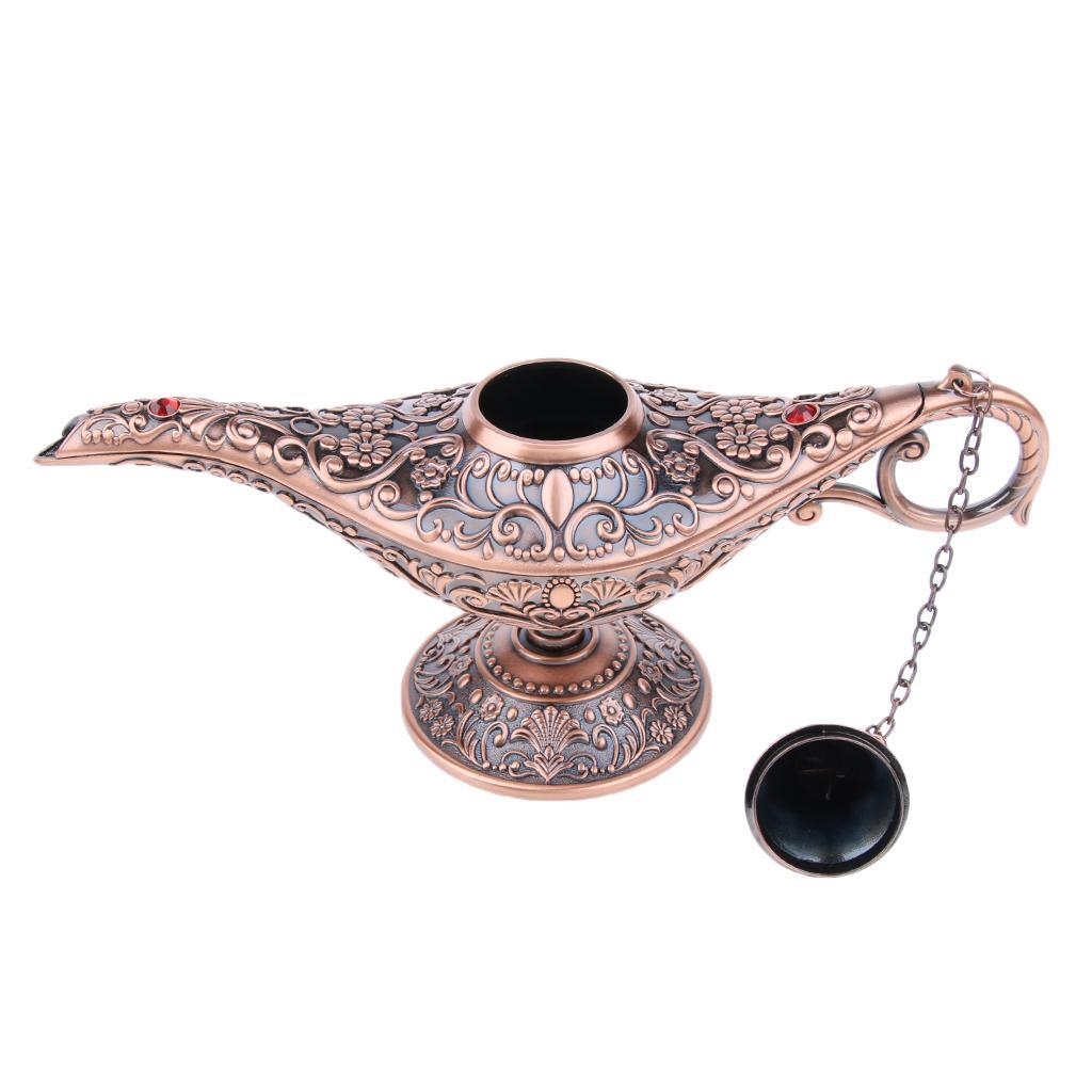 Aladdin Genie Light Lamp Jewelry Holder Home Decoration Gift Red Copper