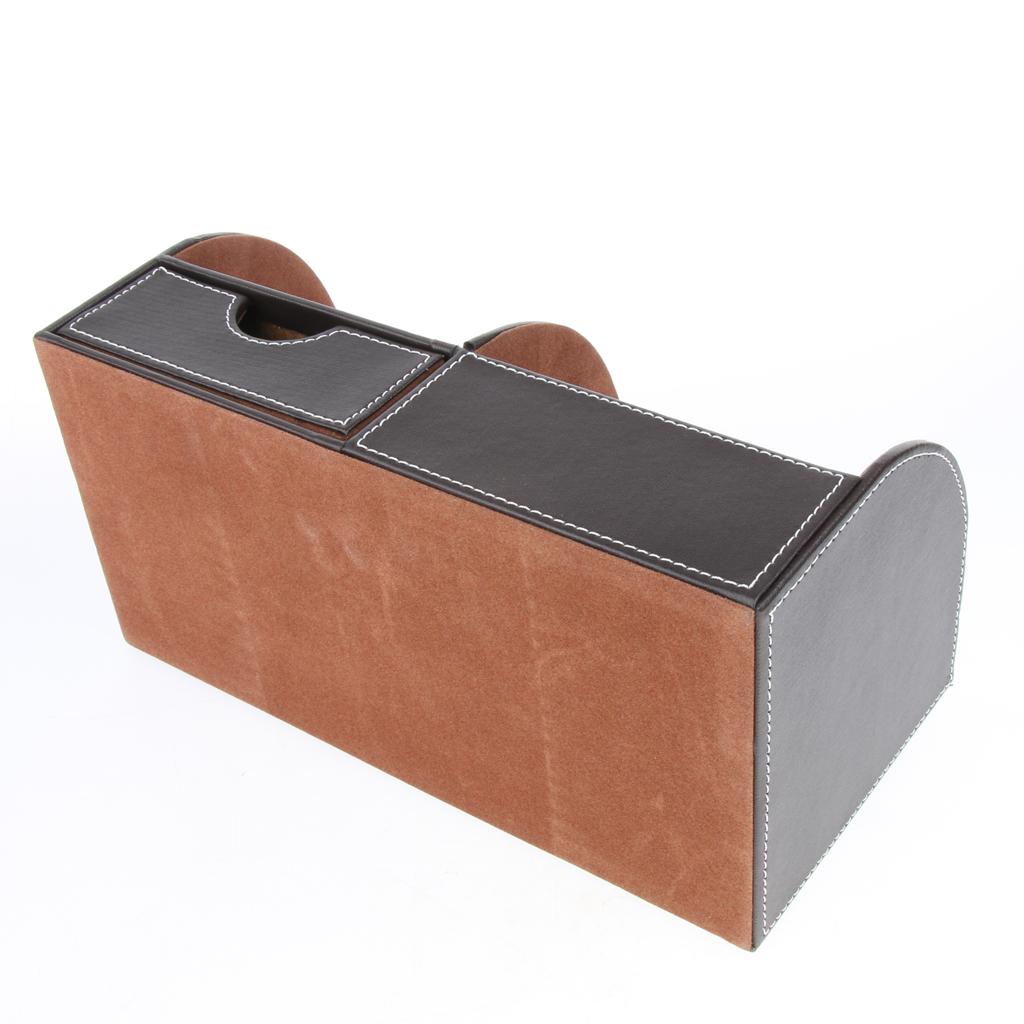 Pu Leather Multifunction Stationery Organizer Storage Box Desk Organizer Brown