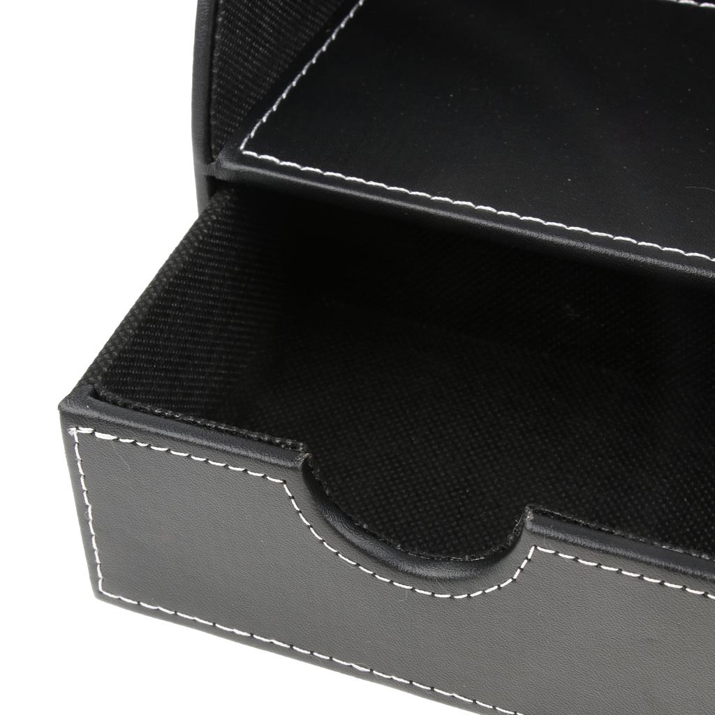 Pu Leather Multifunction Stationery Organizer Storage Box Desk Organizer Black