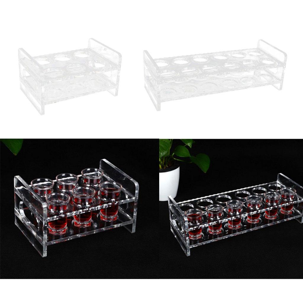 6-Hole Clear Acrylic Shot Glass Holder Rack Barware Whisky Cup Serving Tray