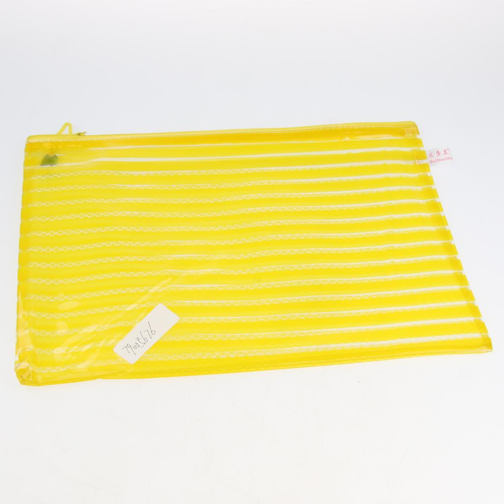 Waterproof A4 Mesh Document Bag Storage Pouch with Zipper Stationery  Yellow