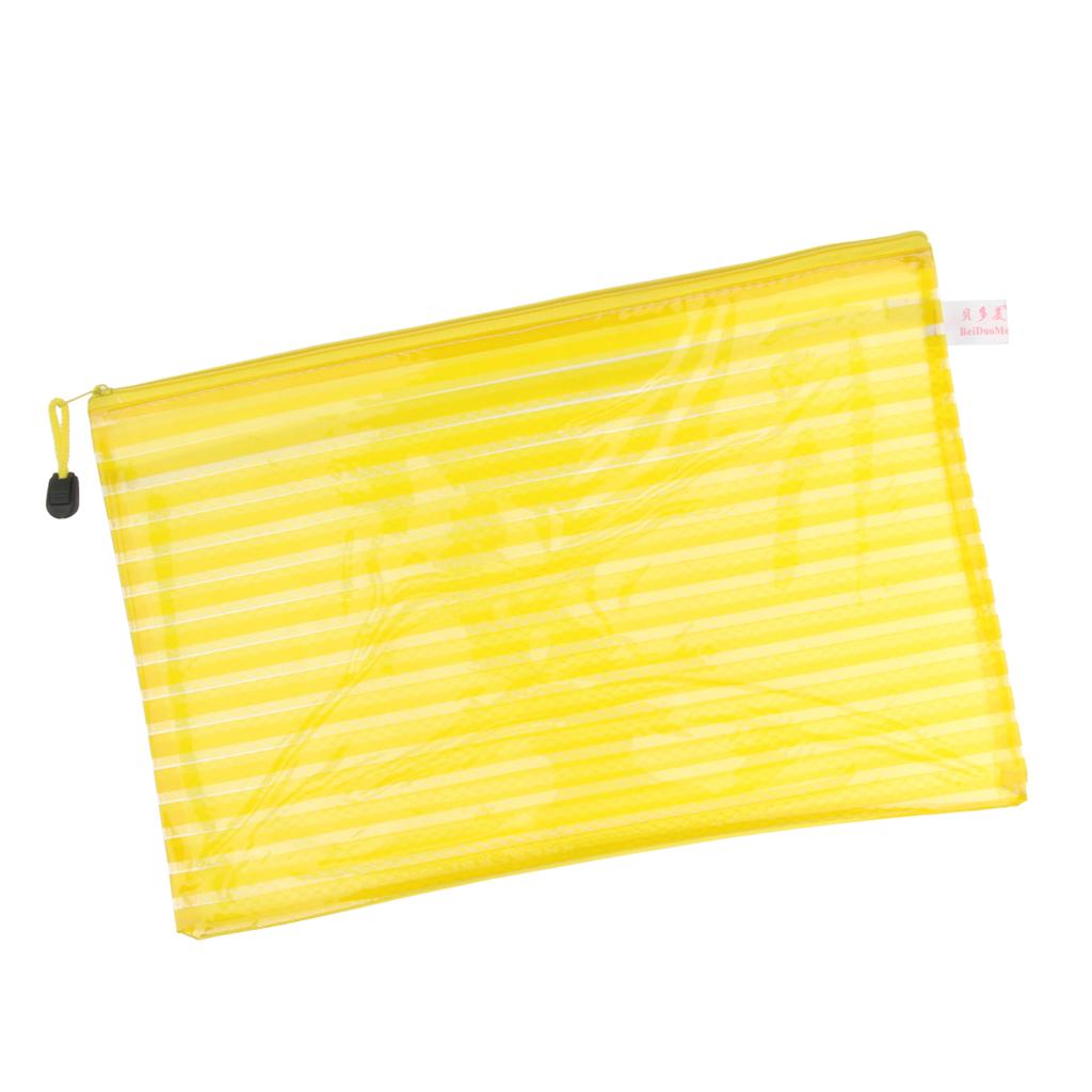 Waterproof A4 Mesh Document Bag Storage Pouch with Zipper Stationery  Yellow