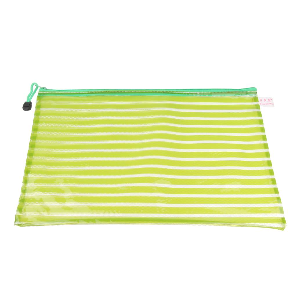 Waterproof A4 Mesh Document Bag Storage Pouch with Zipper Stationery  Green