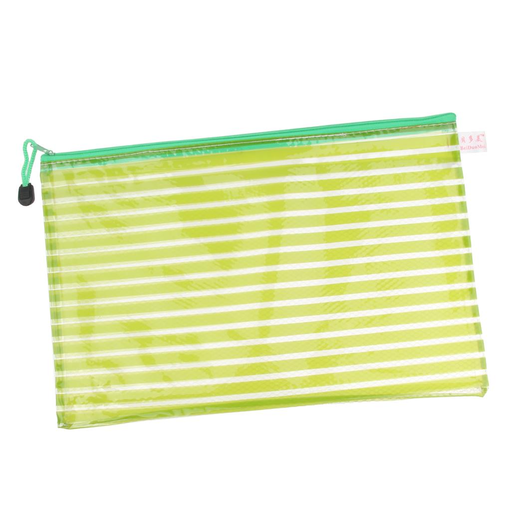 Waterproof A4 Mesh Document Bag Storage Pouch with Zipper Stationery  Green